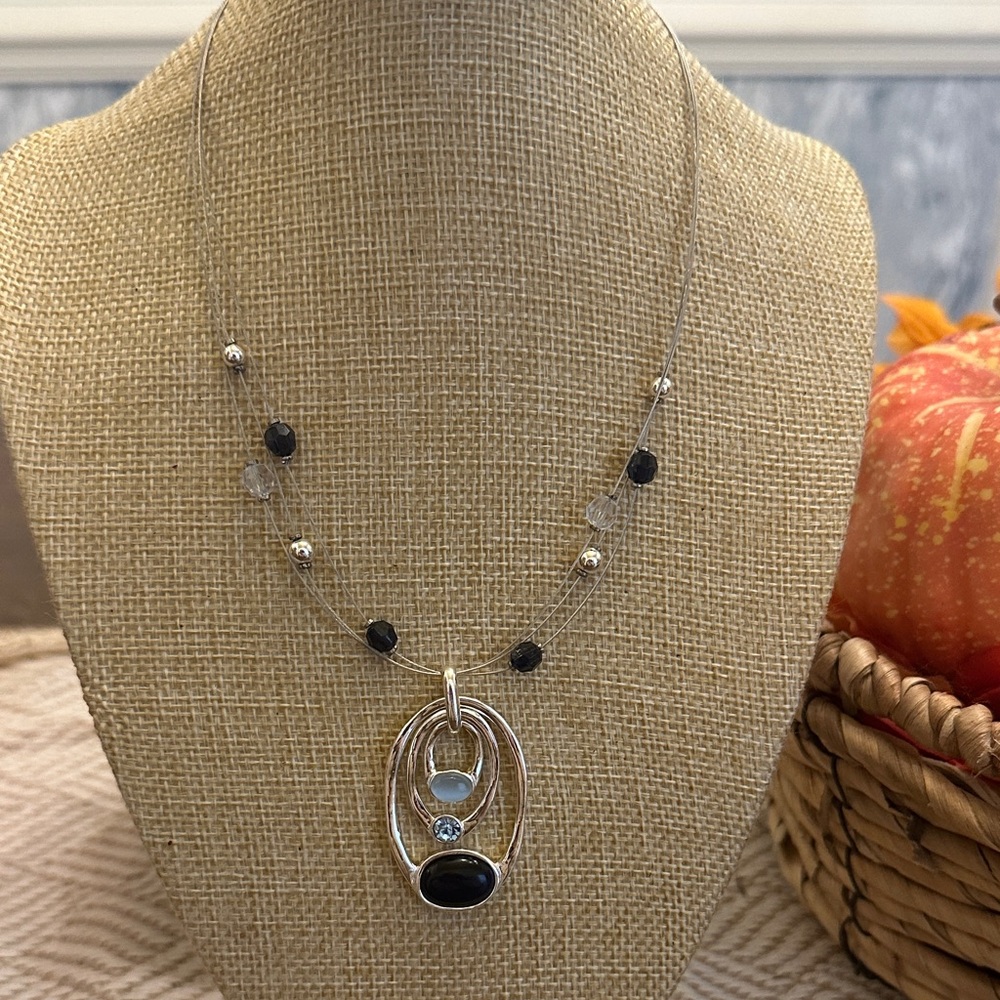 Elegant Silver and Black Necklace